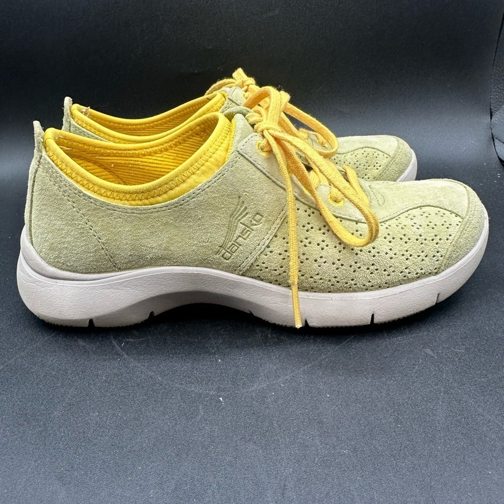 Dansko Elisa Green Yellow Suede Oxford Athletic Sneaker EU 36 US 5.5-6